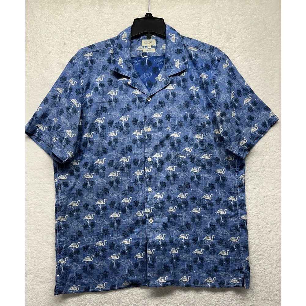 Hartford Mens Size 2XL Blue Alternative Classics Button Up Flamingo Shirt (U7)